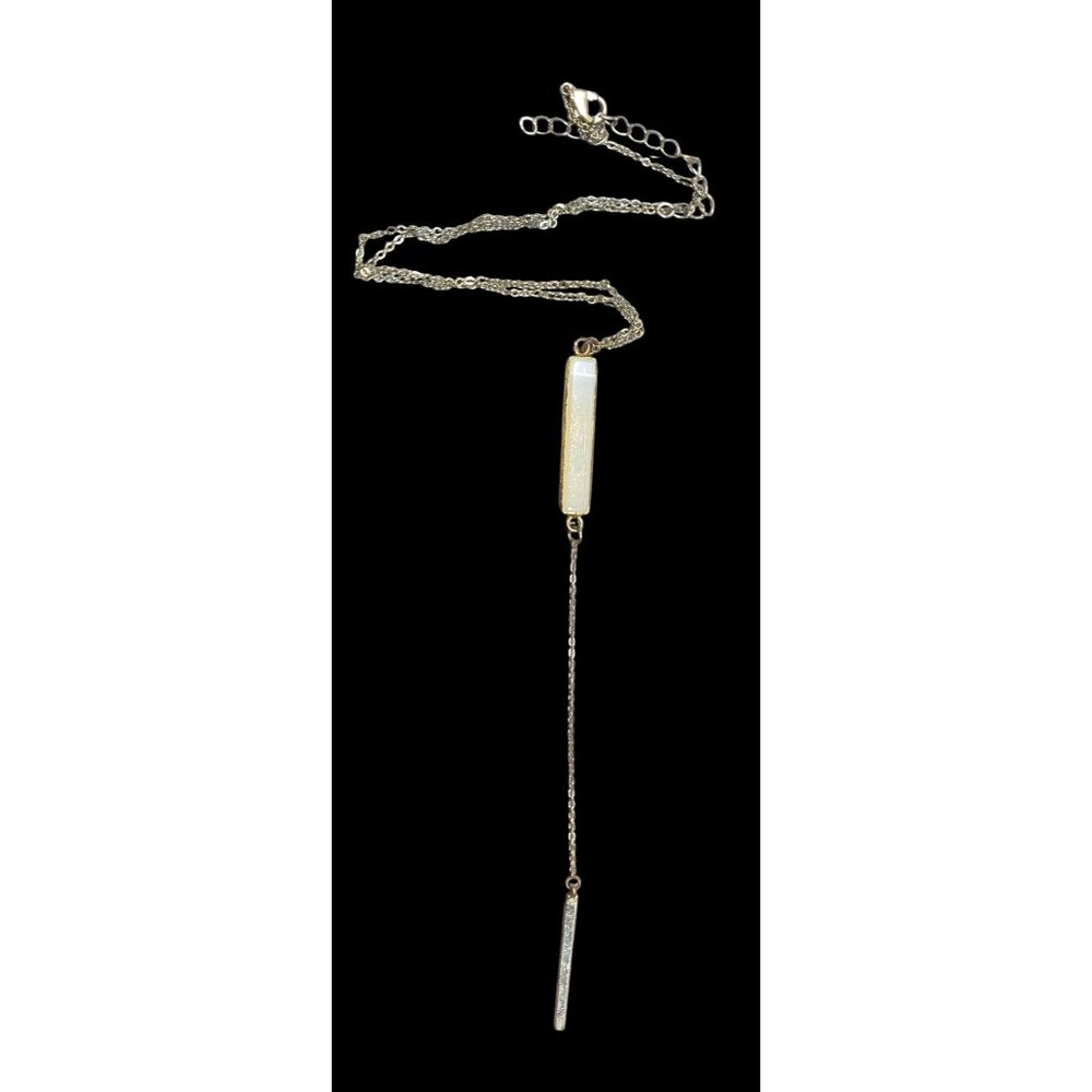 Y2K Style Agate And Gold Tone Y Drop Necklace